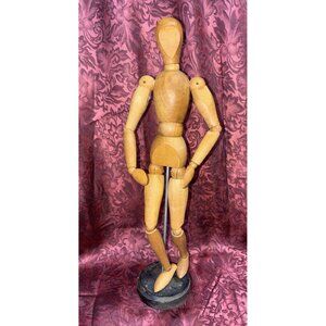 Vintage 60s Artist's 13" Wooden Model with Articulated Joints Korea #t